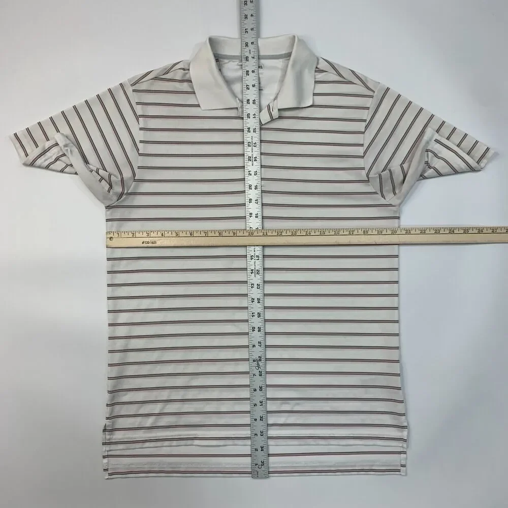 Adidas Golf Polo Shirt Mens S White Striped ClimaCool Lightweight Performance